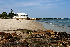 New London Harbor Lighthouse by Beach
